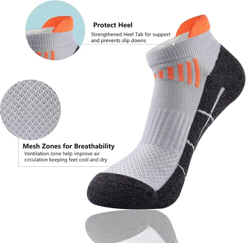 Miniatura 3 de JWMEET Mens Low Cut Ankle Athletic Socks Cotton Mesh Cushioned Running Ventilation Sports Tab Socks