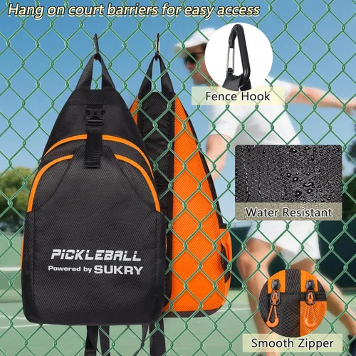 Miniatura 6 de SUKRY Mochila ligera para pickleball para hombres y mujeres con múltiples bolsillos, mochila cruzada para gimnasio y viaje, accesorios para Naranja