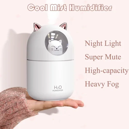 Miniatura 3 de Humidificador pequeño portátil, mini humidificador de niebla fría de 10.1 fl oz con luz nocturna, humidificador personal USB apagado automático