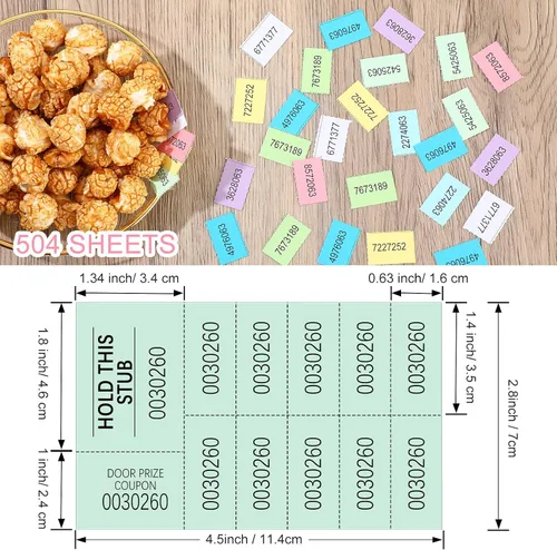 Miniatura 3 de Kosiz 504 hojas de boletos de subasta de rifas con 10 números de oferta para rifas silenciosas de 10 números de oferta, subasta de eventos
