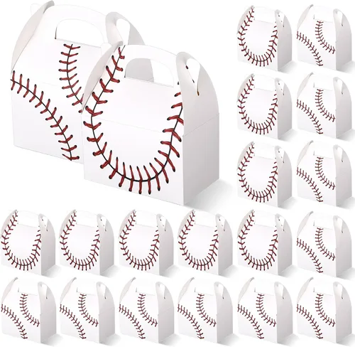 Aoriher 30 cajas de golosinas de béisbol, regalos de fiesta de béisbol, bolsas de regalo temáticas deportivas con asas, decoraciones de fiesta,