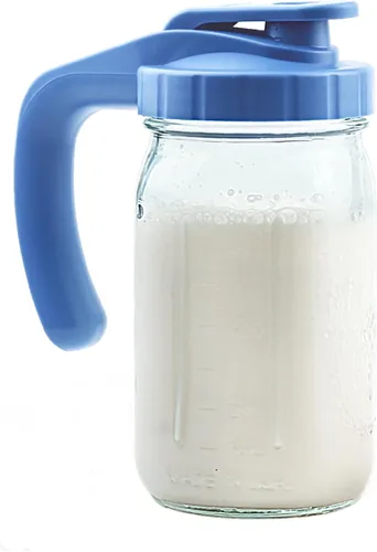 Jarra de leche materna, jarra de vidrio de 32 onzas con tapa superior abatible y asa, tarro a prueba de fugas para té helado, limonada y jugo, apto