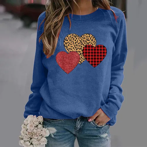 Miniatura 29 de Sudadera de manga larga con estampado de leopardo y corazón para mujer, para el día de San Valentín, sin botones, para niñas, regalos