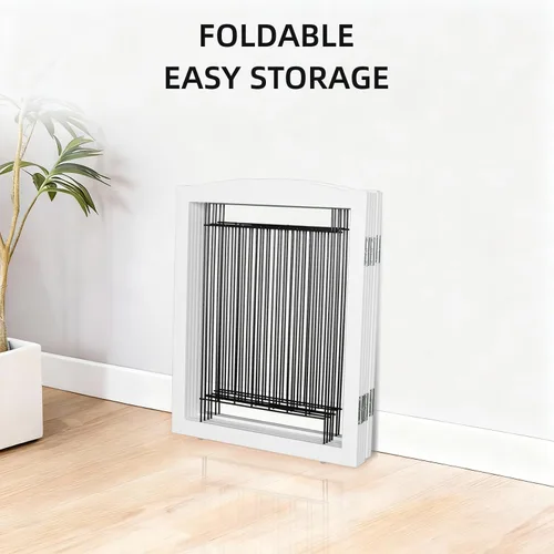 Miniatura 7 de ZJSF Puerta plegable independiente para perros, puerta de madera extra ancha blanca para cachorros, 6 paneles, puertas altas para mascotas