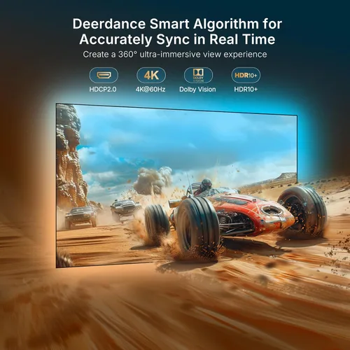Miniatura 2 de deerdance Retroiluminación LED para Smart TV con sincronización HDMI2.0 4K60Hz, tira de luces LED y cambio de color controlado por aplicación