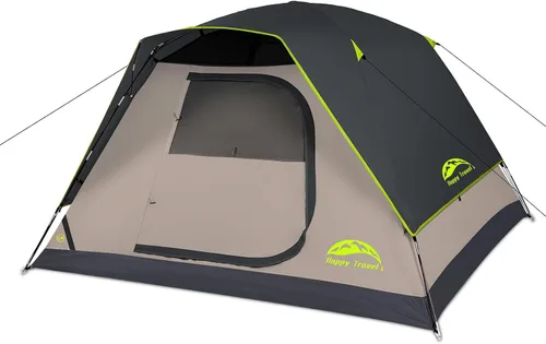 Happy Travel Tienda de campaña para 4/6 personas para acampar con mosca de lluvia, clip impermeable, fácil instalación, tienda familiar portátil con