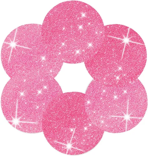 Manteles individuales rosados con purpurina rosa para manteles individuales para mesa de cocina, manteles individuales para fiestas de hierba,