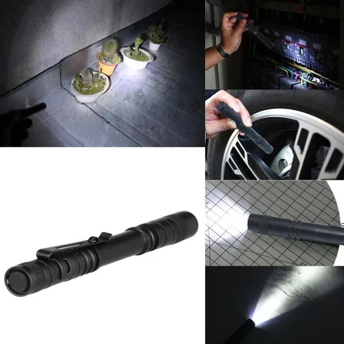 Miniatura 6 de Linterna de bolígrafo de 250 lúmenes, linterna LED compacta con clip, 2 pilas AAA, luz de inspección de bolsillo para transporte diario, uso al aire