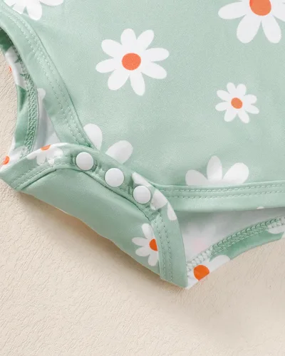 Miniatura 120 de Renotemy Conjunto de ropa para bebé recién nacida, mameluco con volantes, pantalones florales, lindo conjunto de ropa para bebé niña
