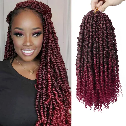Miniatura 7 de Pelo de Passion Twist – 8 paquetes de 18 pulgadas Passion Twist Crochet para mujeres, cabello rizado pretrenzado Passion Twists extensiones de #2