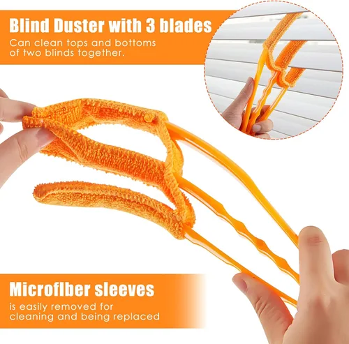 Miniatura 2 de 4 piezas de limpiador veneciano para ventanas, herramienta limpiadora de 7 dedos para persianas y obturadores, cepillo de mano para persianas