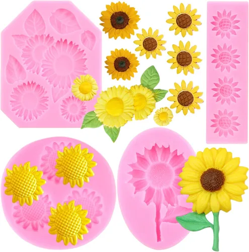 Miniatura 8 de Mujiang Moldes de silicona con diseño de margaritas de rosas, moldes para decoración de tartas, orquídeas y flores, juego de 4
