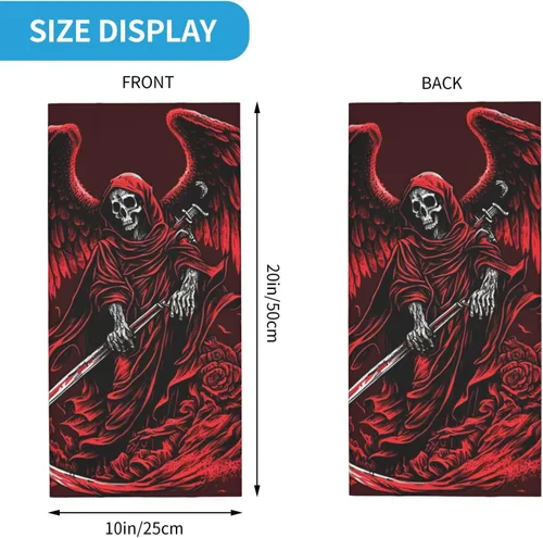 Miniatura 3 de HERRECX angel skull grim reaper god skeleton red Neck Gaiter Face Cover Scarf Balaclava Bandana for Women Men Gaiter Mask for Motorcycle Cycling