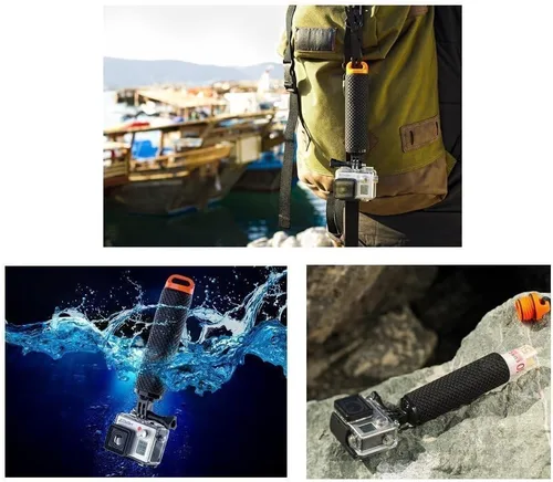 Miniatura 6 de Empuñadura Flotante de Mano, Palo Bastón de Mano Monopié Subacuático Compatible con Cámaras de Acción DJI OSMO y Otras Cámaras Deportivas, Azul
