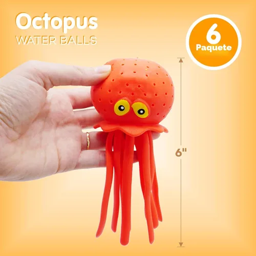 Miniatura 6 de Bolas de agua de pulpo, paquete de 6 juguetes de piscina para niños, sensoriales, absorbentes, bolas de agua, bomba, juguete de baño para niños