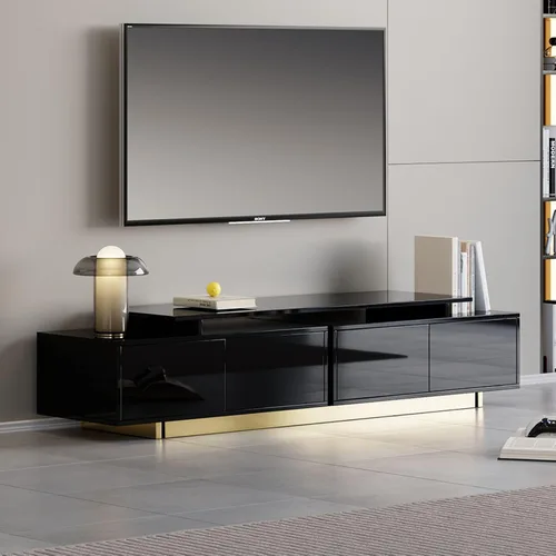 Miniatura 9 de homary Soporte de TV extensible, centro de entretenimiento moderno con cajones, consola multimedia de longitud ajustable para sala de estar y Negro
