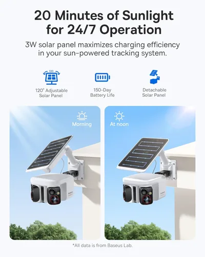 Miniatura 4 de Baseus X1 Pro Cámara de seguridad solar de doble seguimiento inalámbrica para exteriores, cámaras AI duales 3K, panorámica de 300°