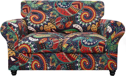 Miniatura 51 de SearchI Funda elástica para sofá con estampado, Fundas para sofá con diseño floral, 2 piezas de funda elástica para sillón con funda de cojín
