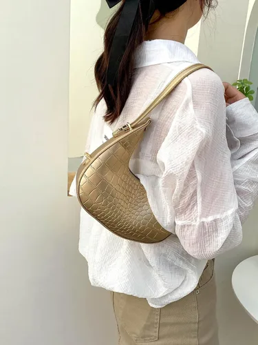 Miniatura 4 de Verdusa Bolso de mano metálico de piel sintética con asa superior para mujer