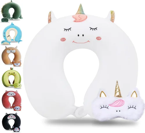 Miniatura 26 de Sexysamba Juego de almohadas de viaje de espuma viscoelástica pura para adultos, funda cómoda y extraíble, lavable a máquina, almohada de soporte