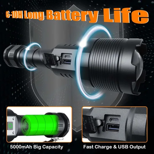 Miniatura 4 de Linternas recargables MAX 200000 lúmenes altos, linterna LED súper brillante de 30 W, linterna más brillante de alta potencia