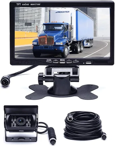 Hikity Cámara de respaldo de 7 pulgadas con kit de monitor, cámara de visión nocturna LED IR impermeable de 18 infrarrojos + monitor de visión