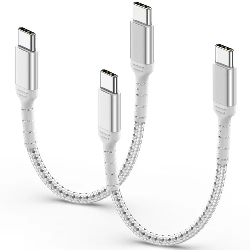Miniatura 9 de 1.5 pies de cable de carga USB C, paquete de 2 cables trenzados USB C a USB C de 60W/3A, cable CarPlay USBC compatible con iPhone 15, Samsung Galaxy