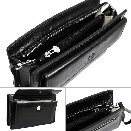 Miniatura 5 de Bolso organizador de cuero para hombre, bolso de muñeca, hecho a mano en Italia, resistente al tiempo