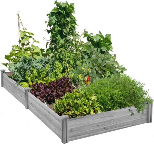 Miniatura 14 de Yaheetech Cama de jardín elevada de madera para horticultura de 8 x 2 pies, caja de plantación elevada divisible para flores/vegetales en patio