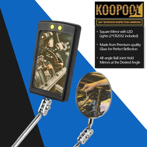 Miniatura 5 de Juego de herramientas de recogida magnética telescópica, telescopio de espejo de inspección, linterna LED, accesorios geniales para hombres, regalo