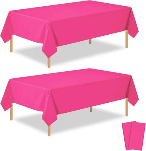 Miniatura 21 de Paquete de 2 manteles rectangulares desechables de plástico negro de 54 x 108 pulgadas, manteles de plástico negro para cumpleaños, bodas