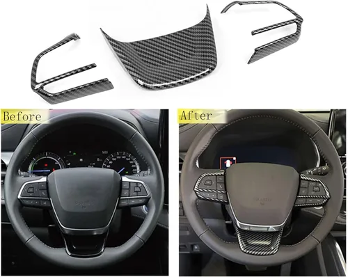 Miniatura 2 de Tapacubos para volante de automóvil para Toyota Highlander 2020-2023, accesorios interiores (estilo fibra de carbono), 3