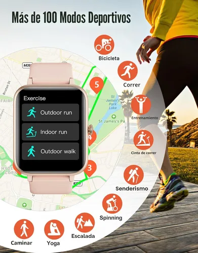 Miniatura 3 de Rastreador de fitness, relojes inteligentes para mujeres y hombres (Hacer/Atender llamadas), reloj inteligente de 1.85" para iPhone/teléfonos