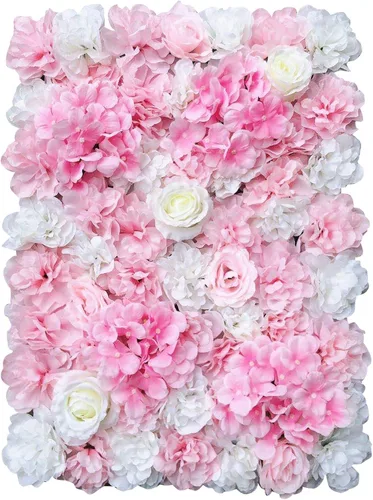 Miniatura 7 de OUKANING Paquete de 6 paneles de pared de flores de seda con rosas de seda, telón de fondo de pared de flores artificiales para interiores