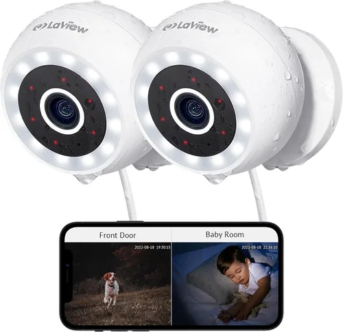 LaView Cámaras de seguridad 4K de 8MP con cable para exteriores e interiores, IP65, Sensor Starlight y visión nocturna de 100 pies, detección de