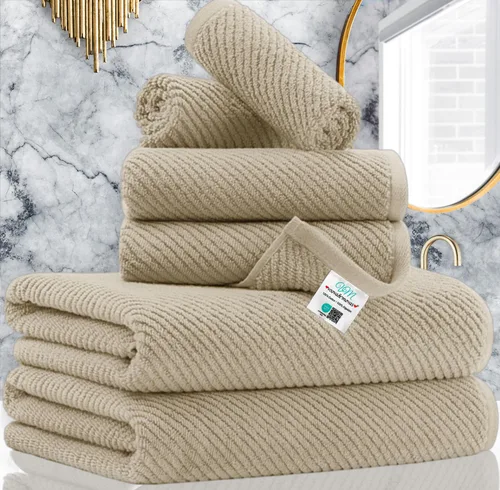 Miniatura 91 de VOOVA & MOVAS Toallas de baño amarillas – 100% algodón Secado rápido Peso Gruesas Suave, juego de 6 toallas de baño, 2 toallas grandes de 30