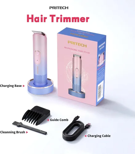 Miniatura 7 de PRITECH Recortadora de cabello para mujer, recortadora de bikini recargable para mujer, cabello púbico, uso húmedo y seco, afeitadora eléctrica sin