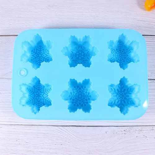 Miniatura 4 de EXCEART Moldes de silicona para tartas, moldes de silicona para jabón de silicona para tartas de copos de nieve, moldes de Navidad hechos a mano