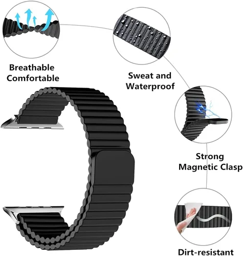 Miniatura 4 de HeiKe Correa magnética de silicona para Apple Watch Band de 1.929 in 1.811 in 1.772 in 1.732 in 1.654 in 1.614 in 1.575 in 1.496 in para hombres