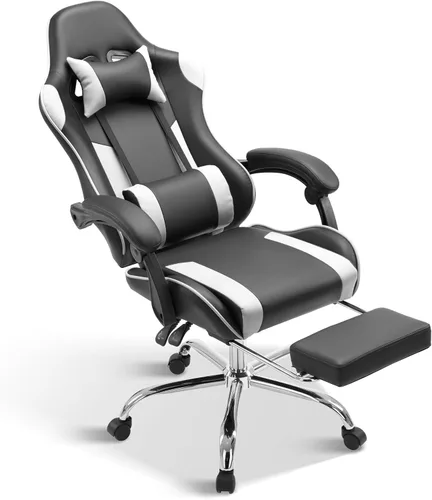 Miniatura 10 de YSSOA Silla para videojuegos, silla de computadora con reposapiés, altura ajustable y función de inclinación de 90° a 135°, silla reclinable