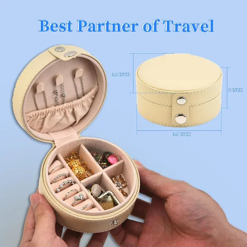 Miniatura 3 de FYTSDIK Organizador de joyas, estuche de joyería de viaje, caja de joyería pequeña, accesorios esenciales de viaje para mujeres, collar de anillos