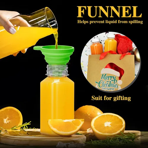 Miniatura 4 de Botellas de Jugo – Botellas de 8 onzas con tapas, 12 piezas Recipientes de Plástico para Jugo con Tapas, Recipientes de Bebidas Reutilizables