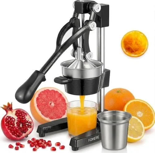 FOHERE Exprimidor de Jugo de Naranja, Exprimidor de Limón de Hierro Fundido, Exprimidor de Cítricos Comercial Manual para Naranja, Limón, Granada,