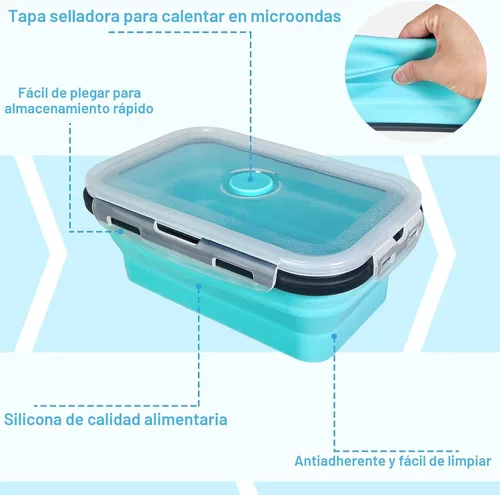 Miniatura 9 de Guyuyii Paquete de 4 recipientes plegables de almacenamiento de alimentos mixtos ml con tapas Cuencos herméticos sin BPA para preparación de Azul