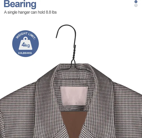 Miniatura 6 de SPECILITE Perchas de Alambre Paquete de 50, Perchas de Alambre de Metal para Ropa a Granel para Abrigos, Perchas de Metal que Ahorran Espacio Negro