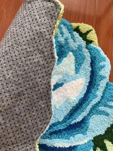 Miniatura 4 de Judy Dre am Alfombra de área con forma de flor de rosa azul para baño, cocina, dormitorio, alfombras de inodoro lavables de felpa, alfombra de baño