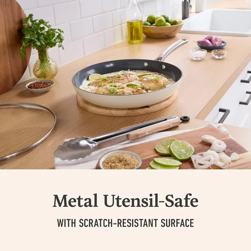 Miniatura 5 de Calphalon Juego de utensilios de cocina antiadherentes de cerámica de 12 piezas, ollas y sartenes de fácil limpieza para cocinar todos los días