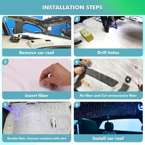 Miniatura 6 de Twinkle Headliner Star Light Kit, 800Pcs*0.03in/0.02in*9.8ft Mixed Ceiling Fiber Optic Lights APP/Remote Control Star Effect Music Mode RGBW Sound