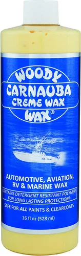 Miniatura 8 de Woody Wax Cera de crema de carnauba, cera profesional de alto brillo marino, RV y aviación, protección UV para pintura y capa transparente
