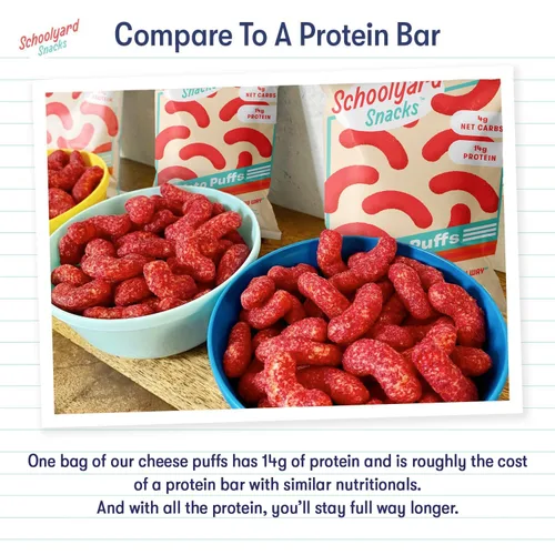 Miniatura 4 de Schoolyard Keto (Fiery Hot) Protein Puffs - Bajo en carbohidratos, bajo en azúcar, 14g de proteína, sin gluten, aperitivo alto en proteínas